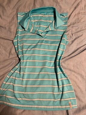 Maggie Lane A-Line Striped Teal Polo Golf tank